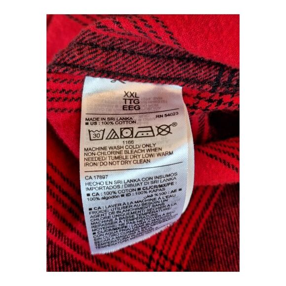 Old Navy Double-Brushed Flannel Shirt 100% Cotton Red Buffalo Check Men's XXL 2X - Picture 10 of 12